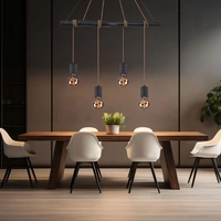 Pendellampe Hängeleuchte Wohnzimmerleuchte Esszimmerlampe 4 flammig höhenverstellbar, Alu Holz Metall schwarz, E27, H 120 cm Pendellampe Hängeleuchte Wohnzimmerleuchte Esszimmerlampe 4 flammig höhenverstellbar, Alu Holz Metall schwarz, E27, H 120 cm