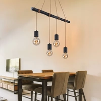 Pendellampe Hängeleuchte Wohnzimmerleuchte Esszimmerlampe 4 flammig höhenverstellbar, Alu Holz Metall schwarz, E27, H 120 cm Pendellampe Hängeleuchte Wohnzimmerleuchte Esszimmerlampe 4 flammig höhenverstellbar, Alu Holz Metall schwarz, E27, H 120 cm