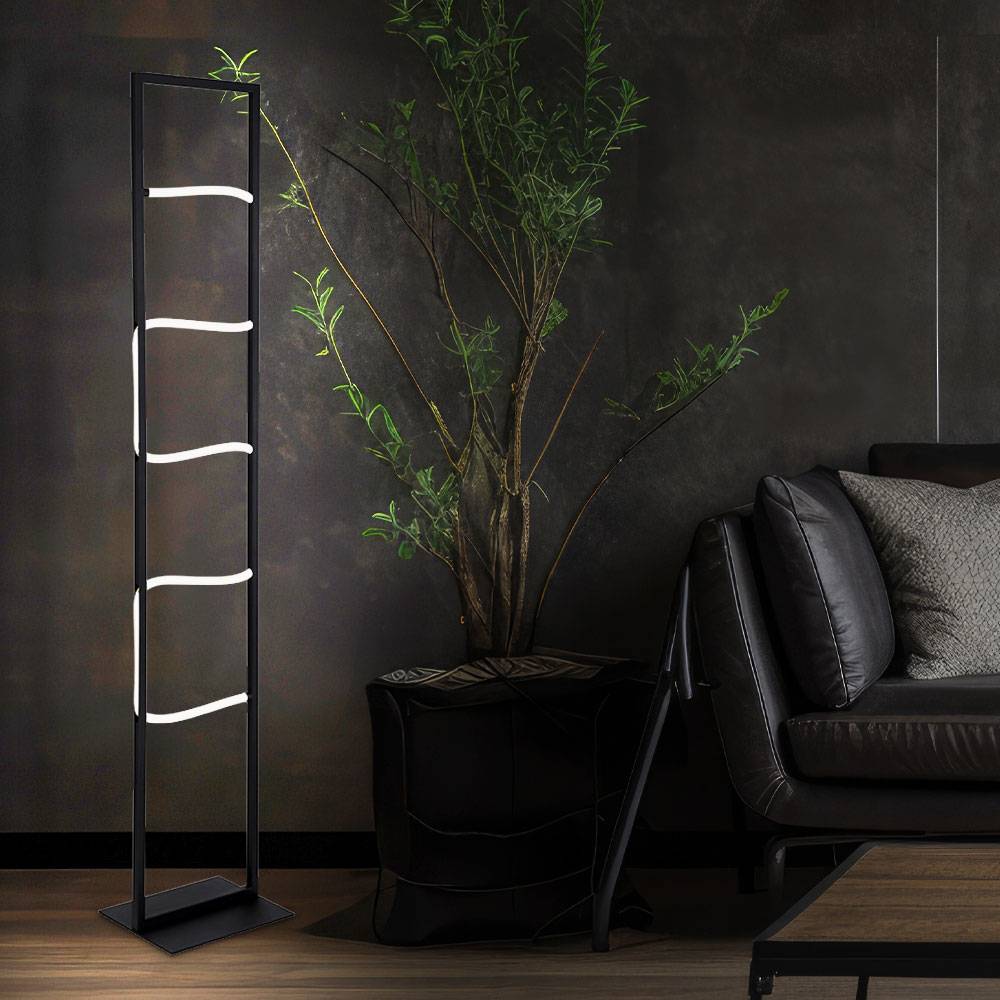 LED Stehleuchte Stehlampe Wohnzimmerleuchte Bürolampe Schlafzimmerleuchte, Metall schwarz Aluminium weiß Kunststoff, 26W 860lm 3000K warmweiß, H 13