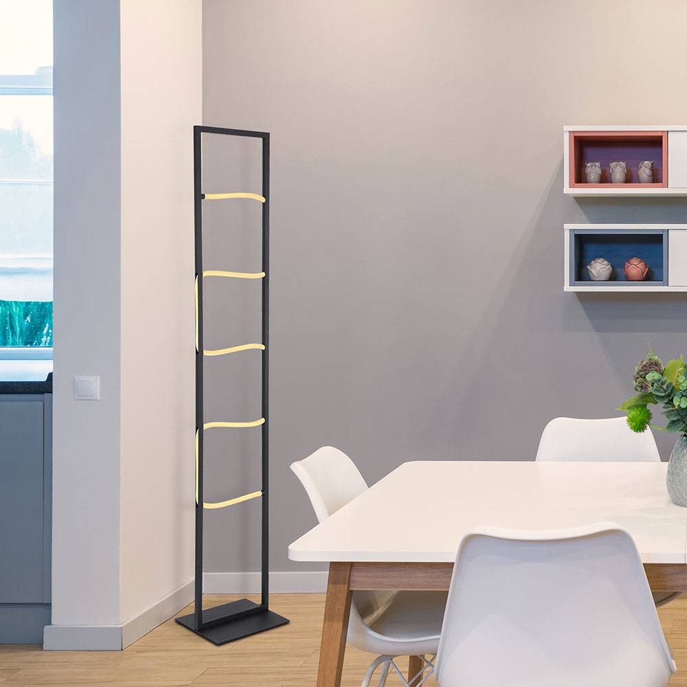 LED Stehleuchte Stehlampe Wohnzimmerleuchte Bürolampe Schlafzimmerleuchte, Metall schwarz Aluminium weiß Kunststoff, 26W 860lm 3000K warmweiß, H 13