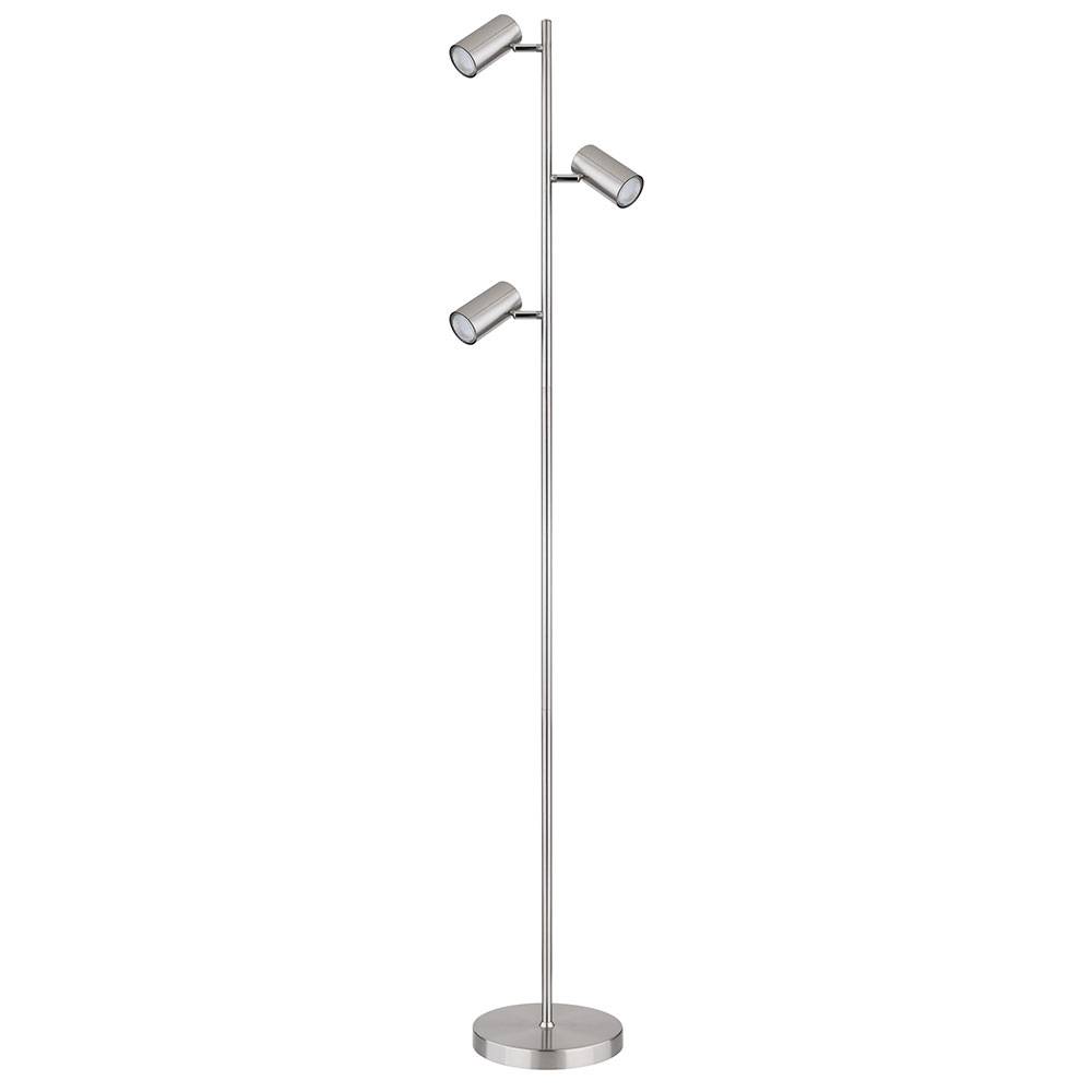 Stehlampe Standleuchte 3 Leuchten schwenkbare Stehlampe Stehleuchte Wohnzimmer Modern silber, 3 Flammig, Metall, 3x GU10, LxBxH 25x23x154 cm