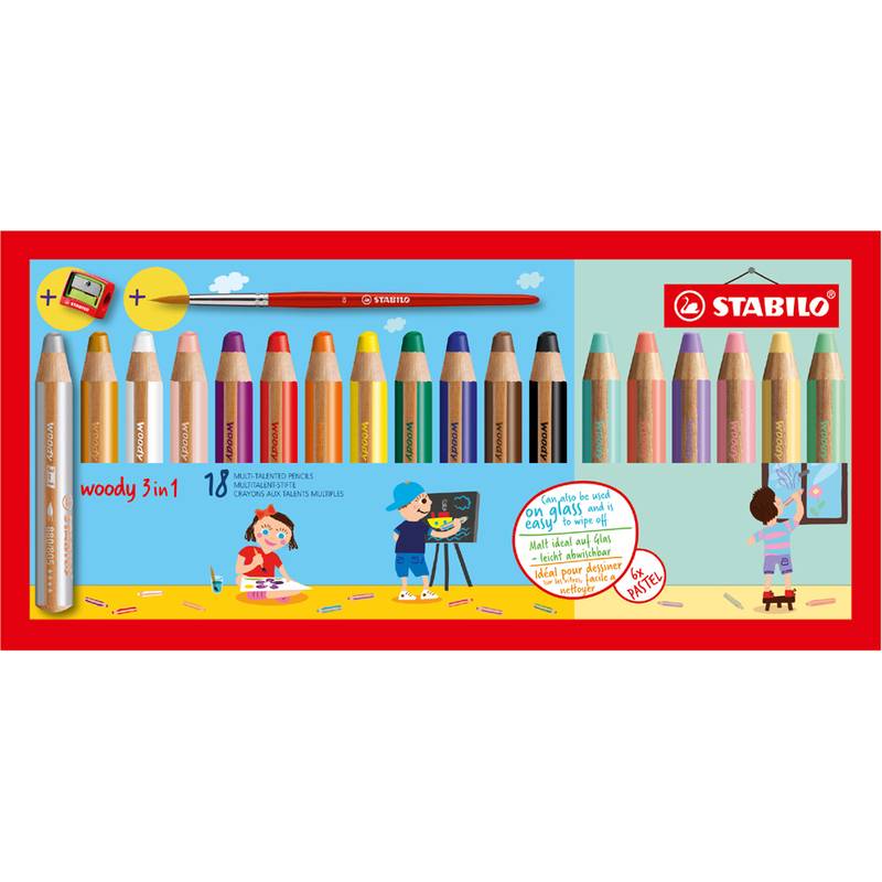 STABILO Multitalentstift woody 3 in 1, 18er Kartonetui
