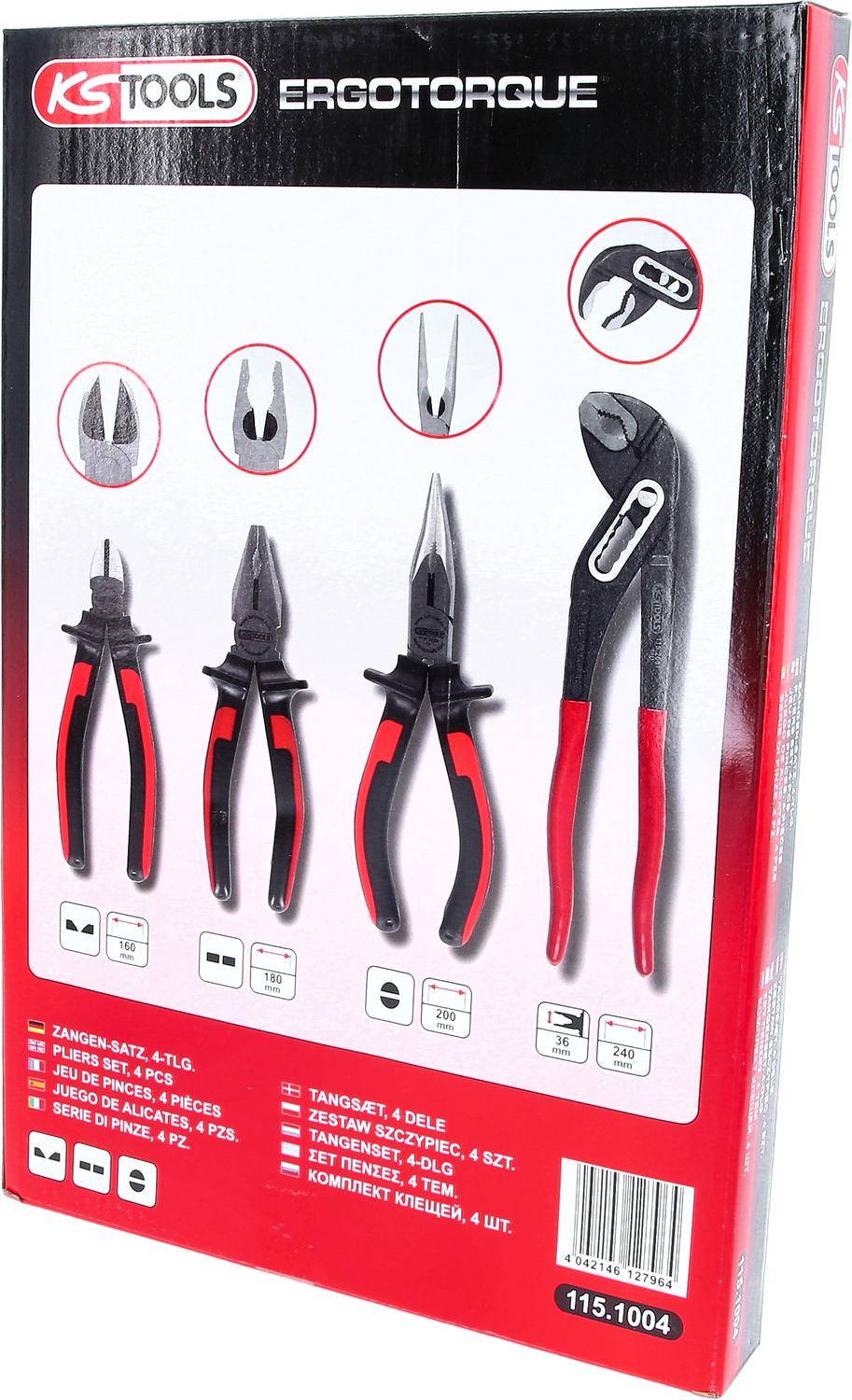KS TOOLS ERGOTORQUE Zangen-Satz, 4-tlg