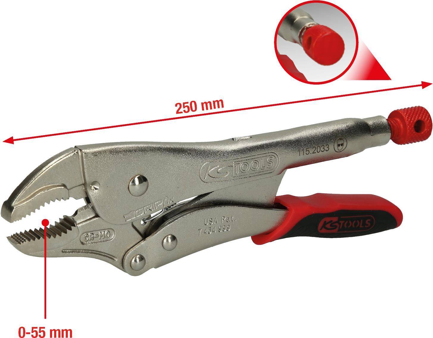 KS TOOLS Werkzeuge-Maschinen GmbH Gripzange mit Easy-Release,55mm,L=225mm (115.2033)