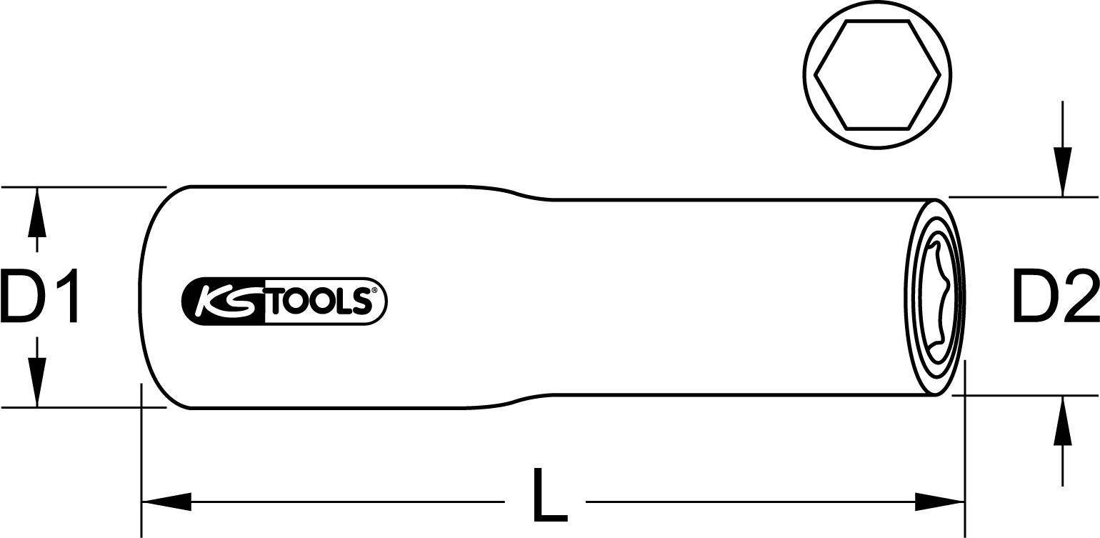KS TOOLS 1/2'' Isolierte Stecknuss, lang, 16mm (117.1340)