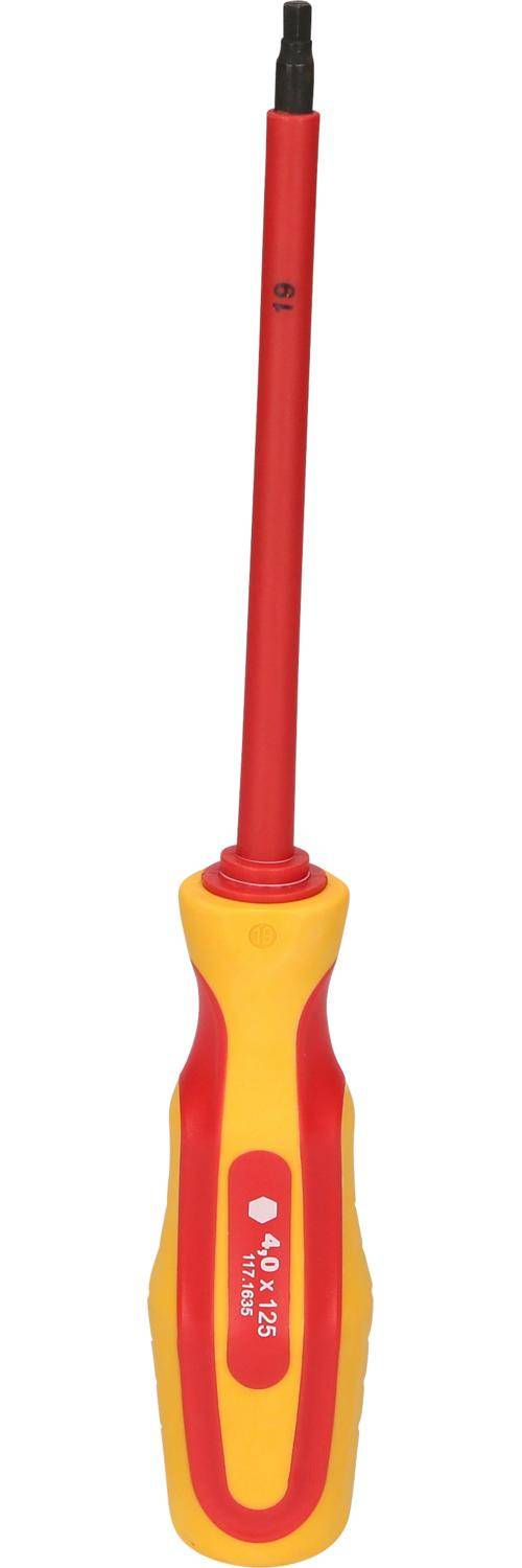 KS TOOLS Innensechskant-Schraubendreher mit Schutzisolierung, 4mm