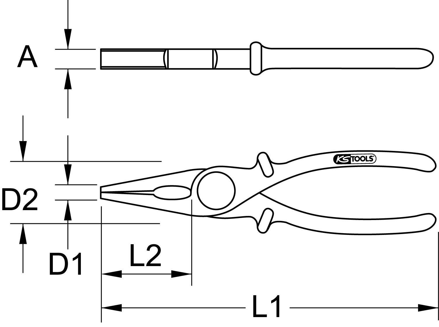 KS TOOLS Kunststoff-Flachzange mit Schutzisolierung, 200mm