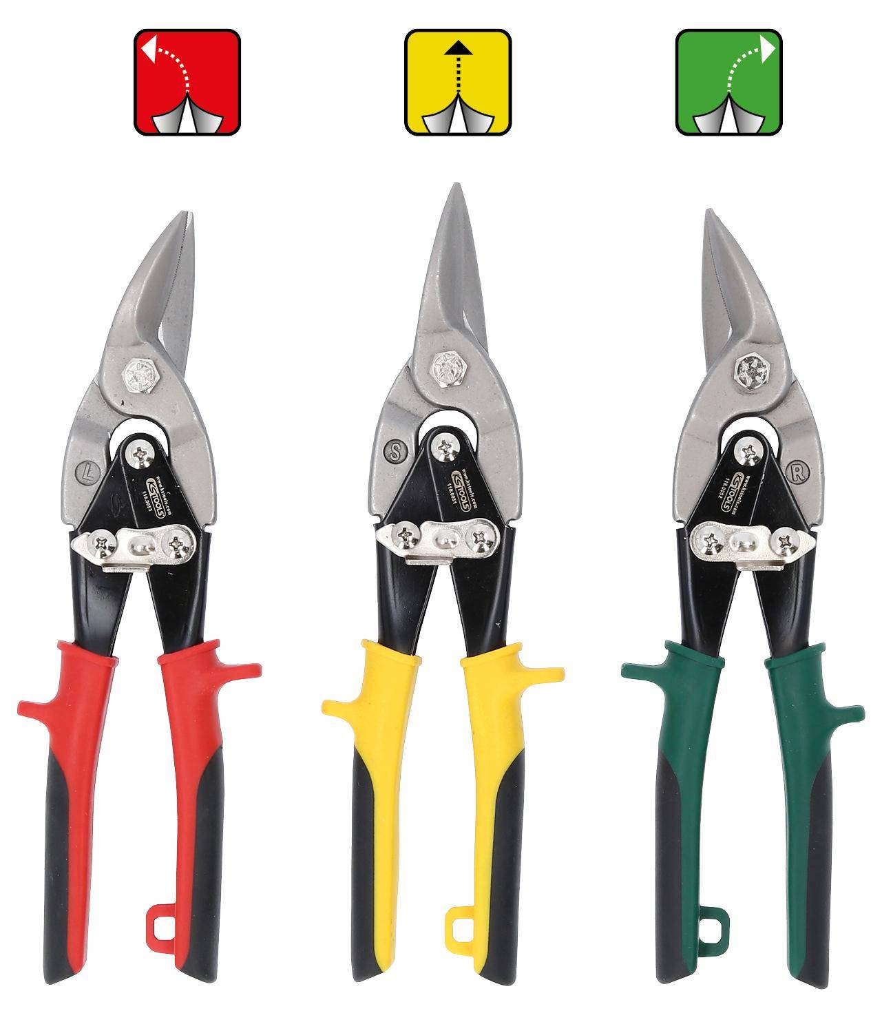 KS TOOLS Hebel-Blechdurchgangsscheren-Satz, 3-tlg