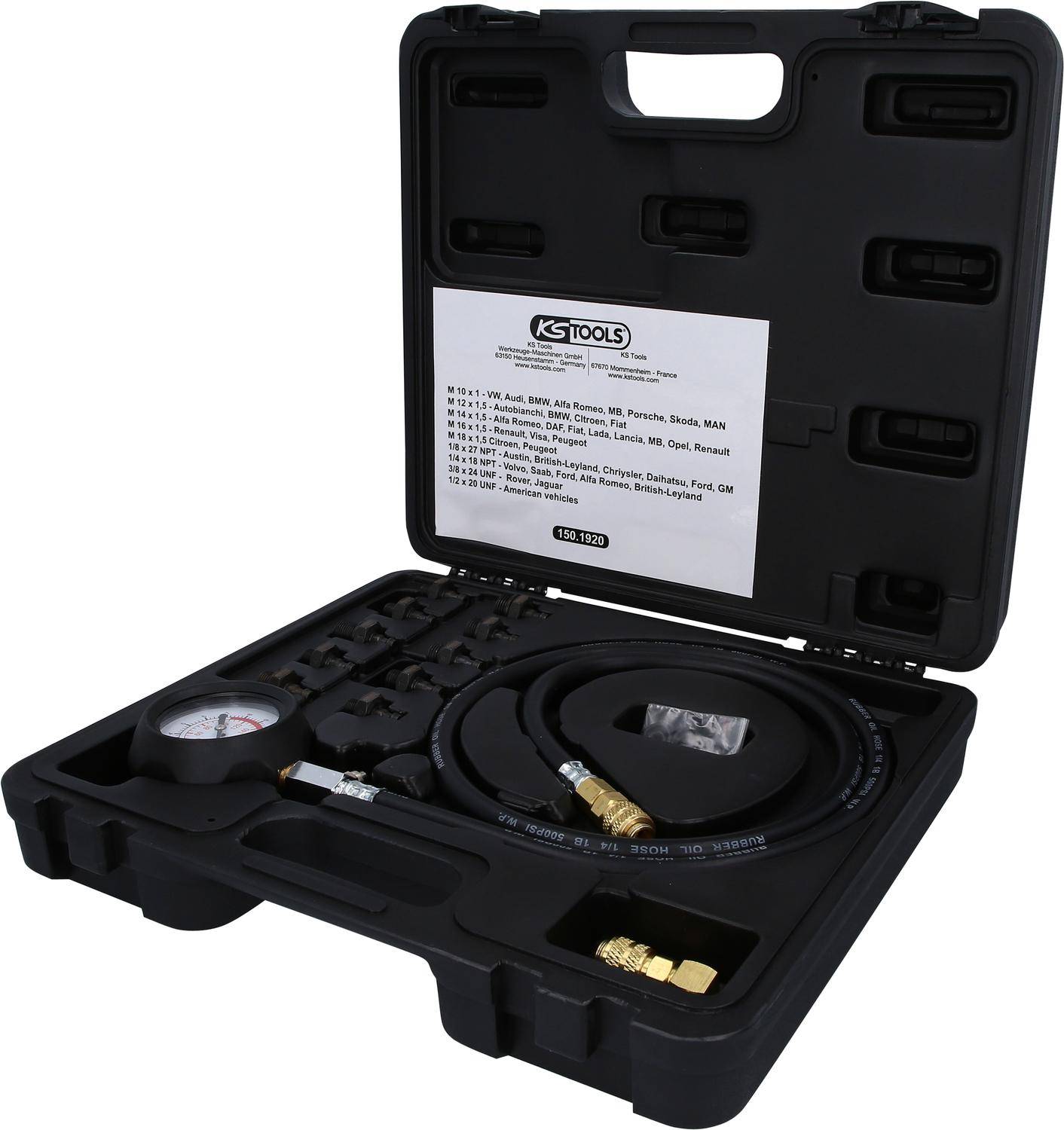 KS TOOLS ldruck-Prfgert, 12-tlg, 0-10bar
