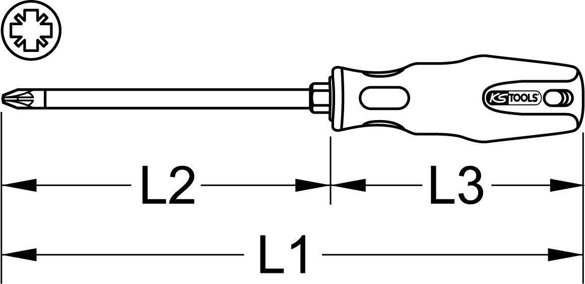 KS TOOLS ERGOTORQUEplus Schraubendreher, PZ3, 265mm (159.1044)