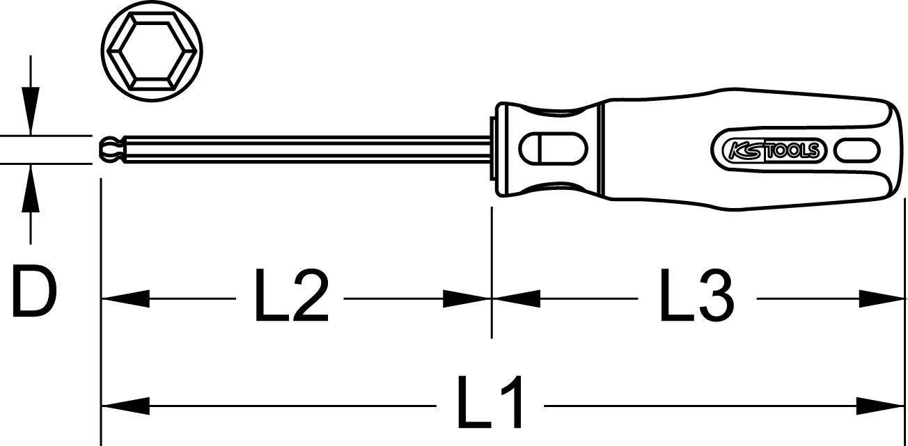 KS TOOLS Werkzeuge-Maschinen GmbH ERGOTORQUEplus Schraubendreher Innensechskant mit Kugelkopf, 8,0mm (159.1065)