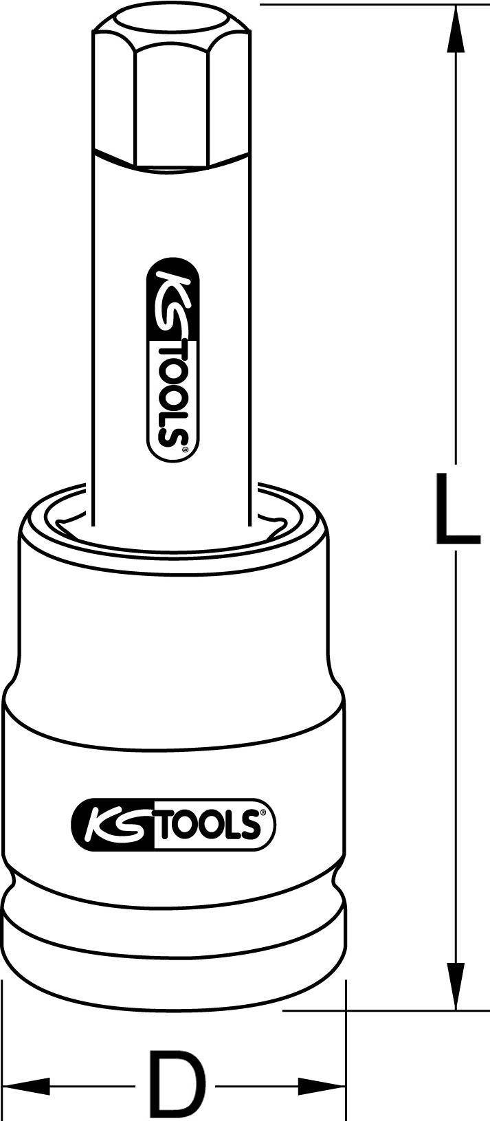 KS TOOLS 2,50cm (1'') Kraft-Bit-Stecknuss Innensechskant, lang, 27 mm (450.0495)
