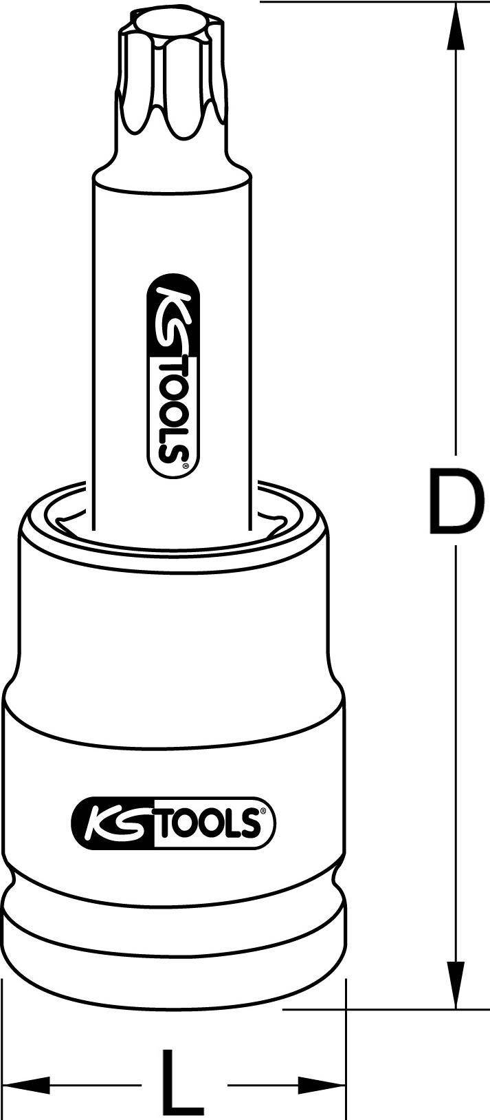 KS TOOLS 2,50cm (1'') Kraft-Bit-Stecknuss TX, lang, T80 (450.0473)