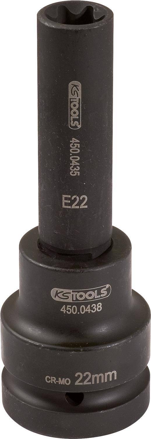 KS TOOLS 1&quot, Kraft-Bit-Stecknuss E-TX, lang, E22 (450.0483)