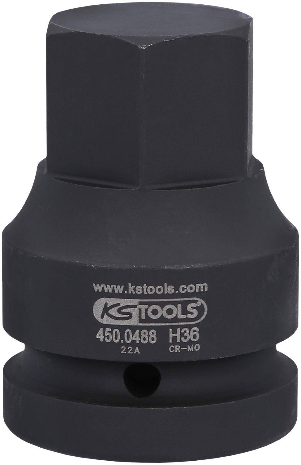 KS TOOLS 1" Kraft-Bit-Stecknuss Innensechskant, kurz, 36 mm