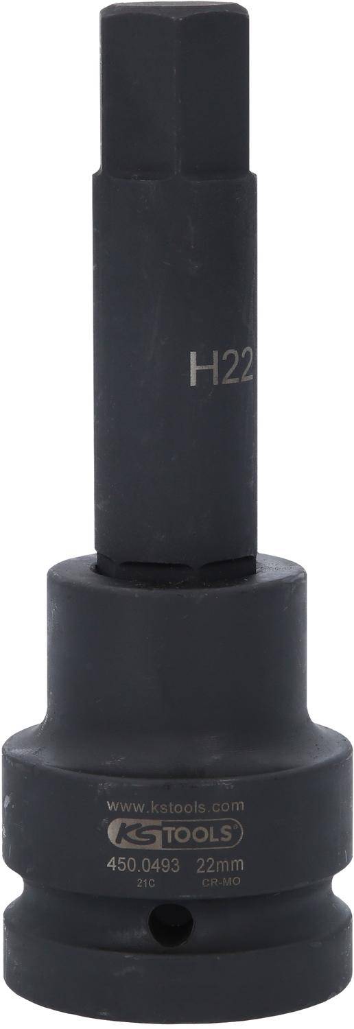 KS TOOLS 1" Kraft-Bit-Stecknuss Innensechskant, lang, 22mm