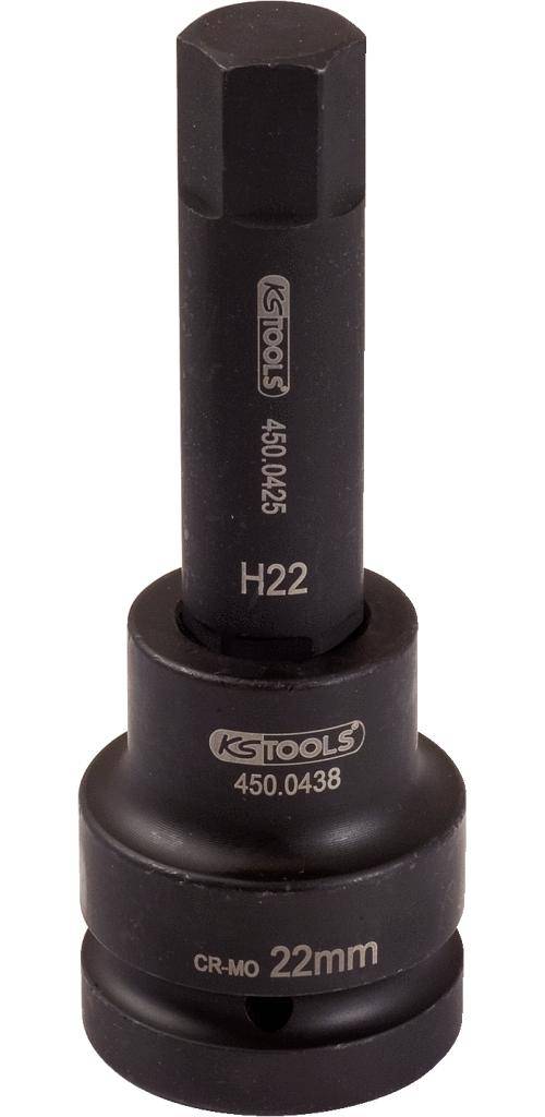 KS TOOLS 1" Kraft-Bit-Stecknuss Innensechskant, lang, 30 mm