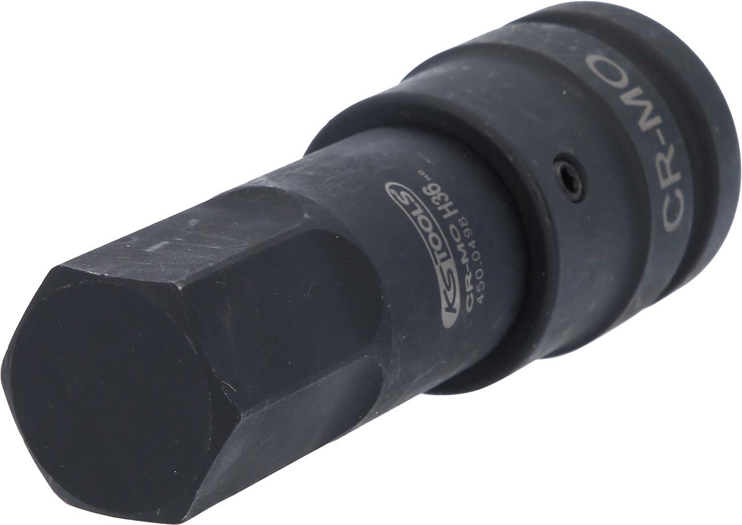 KS TOOLS 1" Kraft-Bit-Stecknuss Innensechskant, lang, 36 mm
