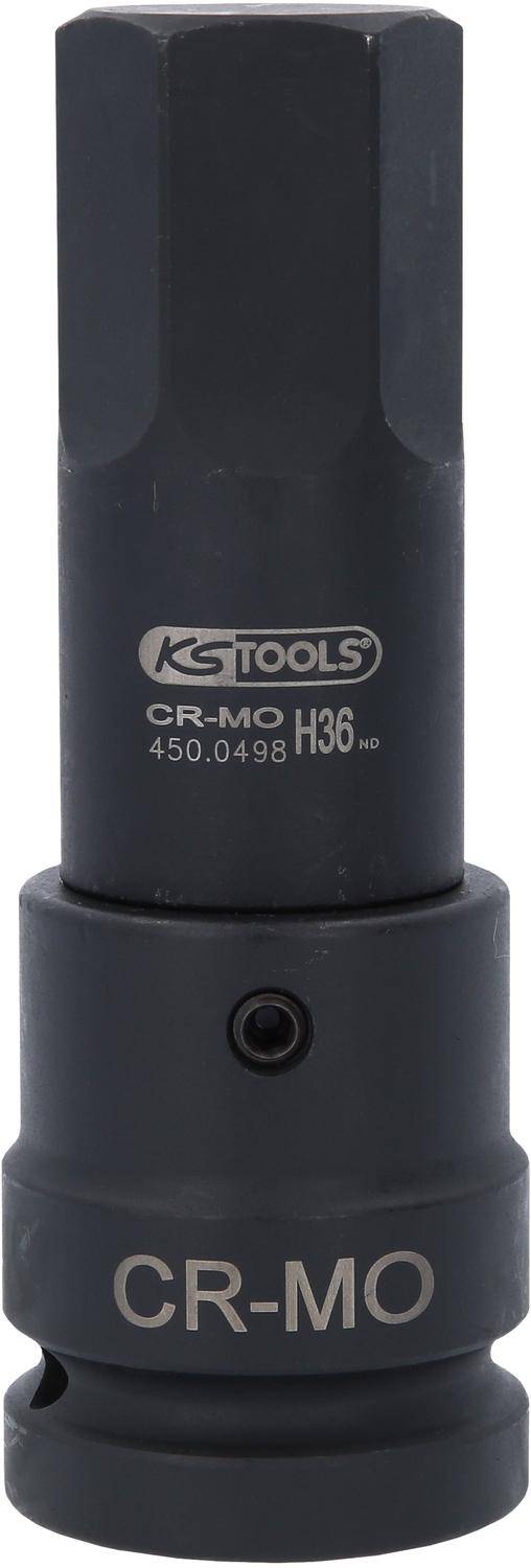 KS TOOLS 1" Kraft-Bit-Stecknuss Innensechskant, lang, 36 mm