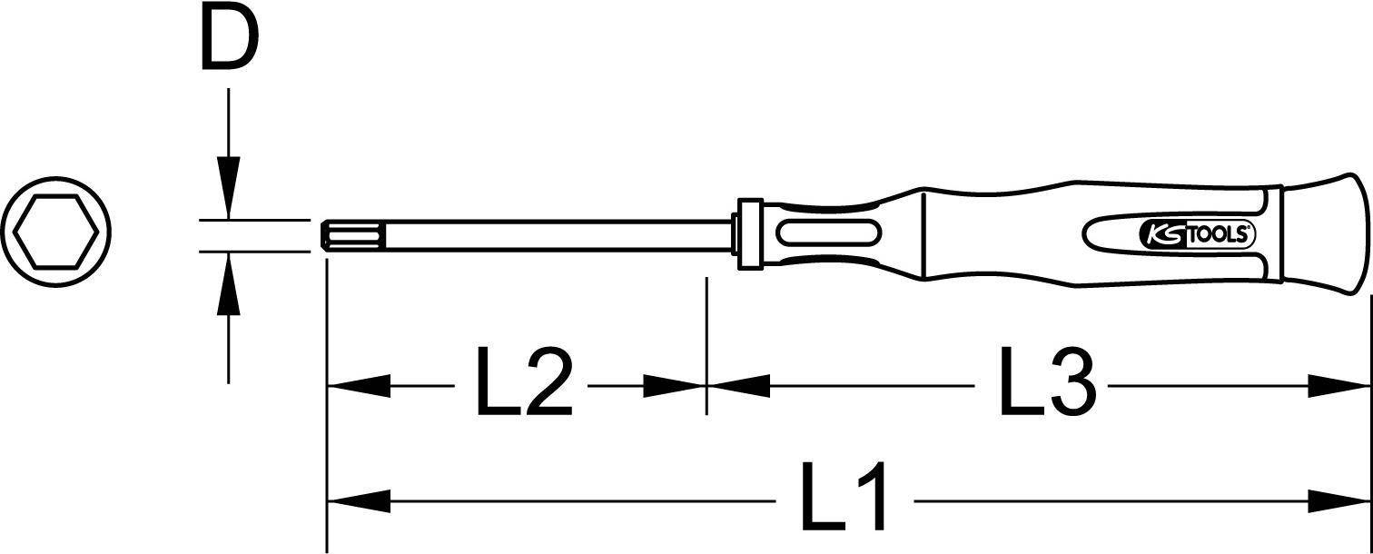 KS TOOLS Feinmechanik-Schraubendreher Innensechskant, 0,9mm (500.7722)