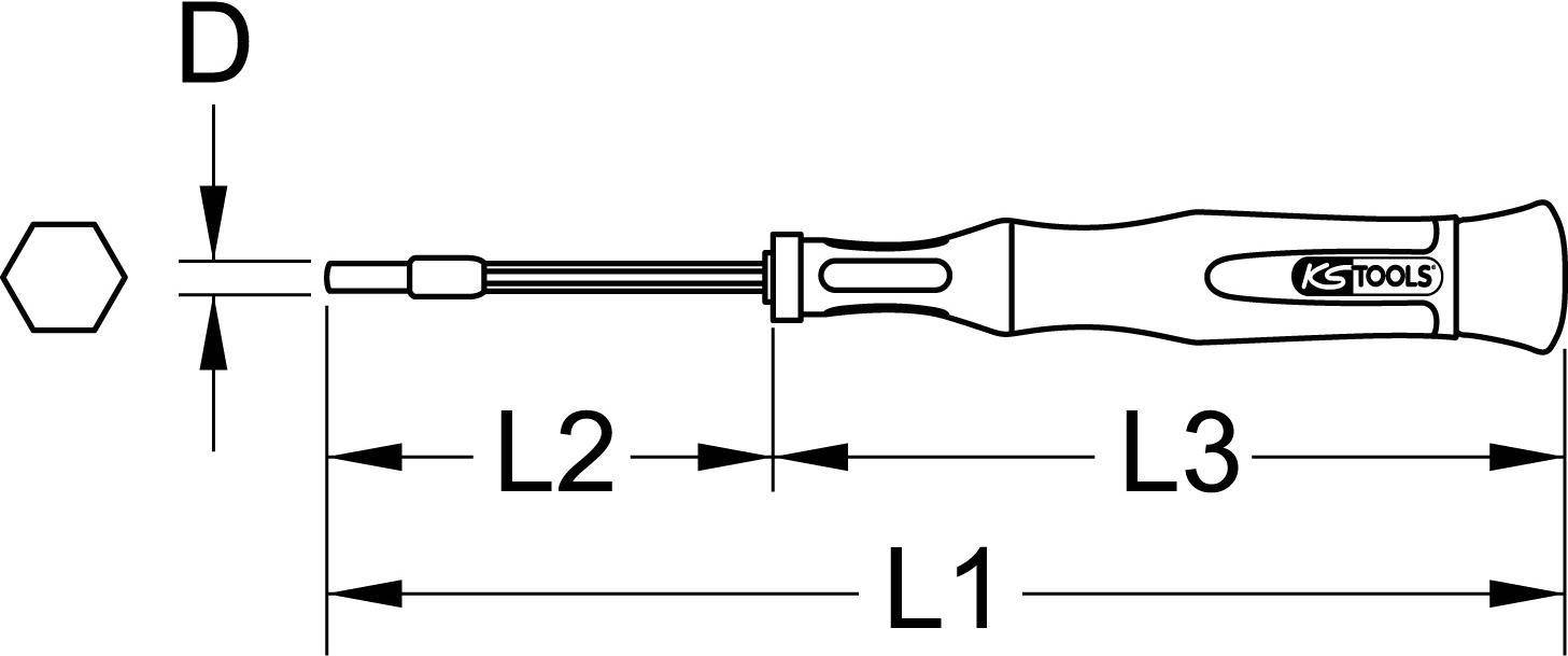 KS TOOLS Feinmechanik-Schraubendreher Außensechskant, 2mm (500.7130)