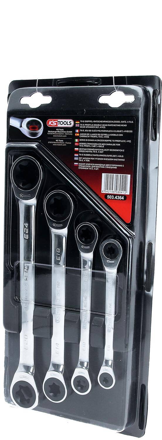 KS TOOLS GEARplus Torx-E-Doppel-Ratschenringschlssel-Satz, 4-tlg