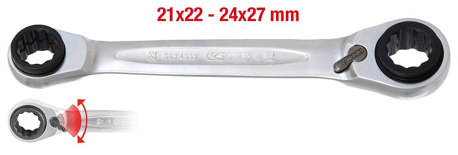 KS TOOLS 4 in 1 GEARplus umschaltbar Doppel-Ratschenringschlssel,