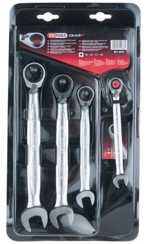 KS TOOLS GEARplus Ratschenringmaulschlssel-Satz, umschaltbar, 4-tlg