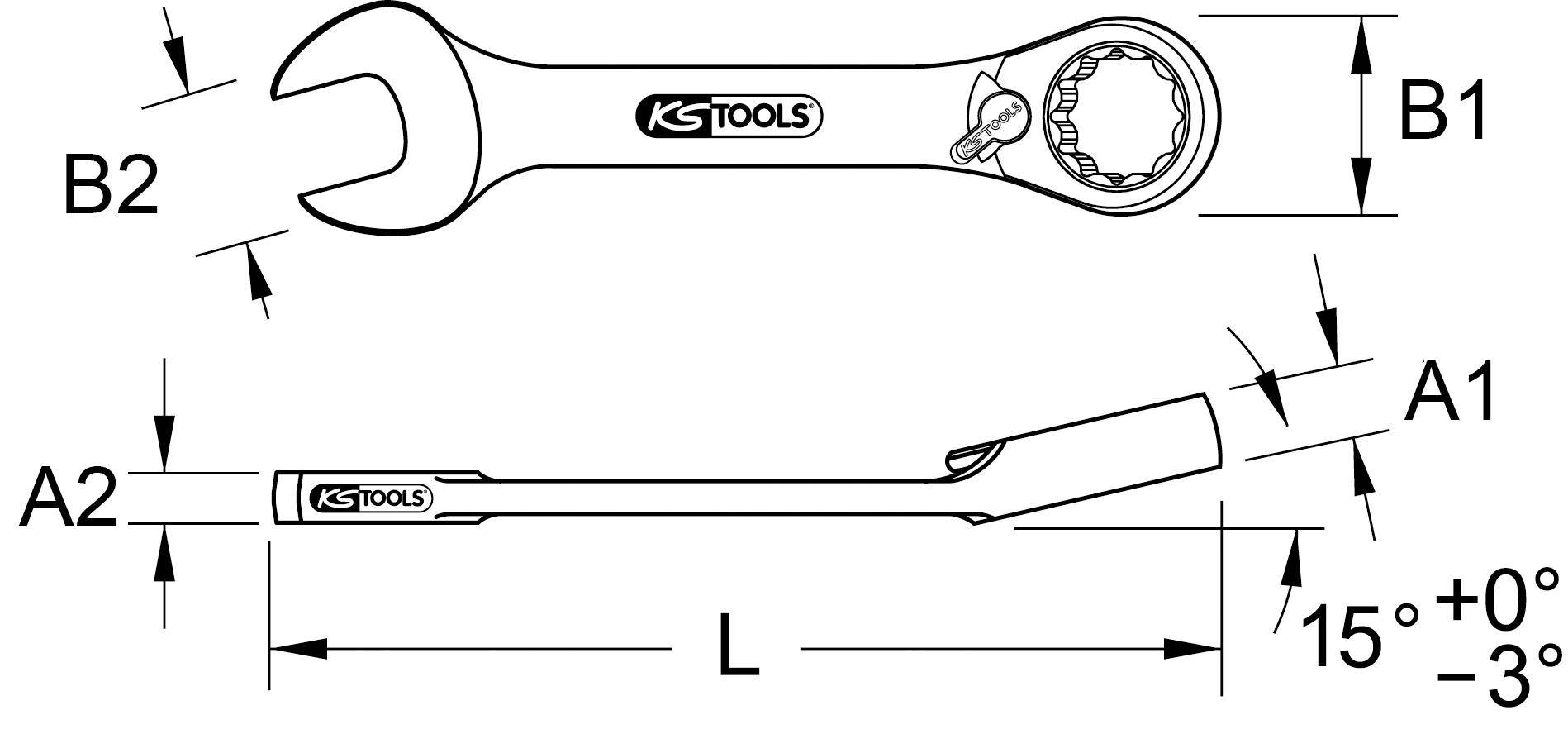 KS TOOLS GEARplus Ratschenringmaulschlssel, kurz, 15mm