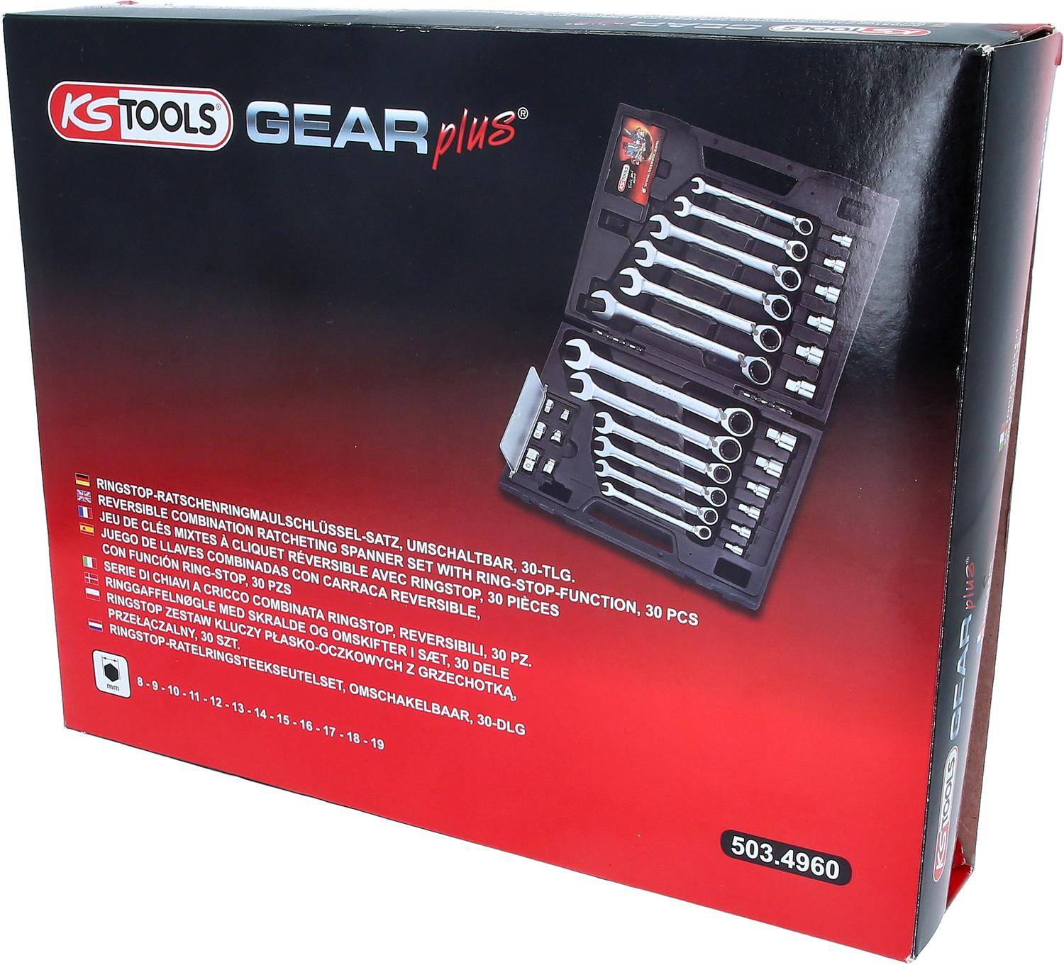 KS TOOLS GEARplus RINGSTOP-Ratschenringmaulschlüssel-Satz, 30-tlg mit