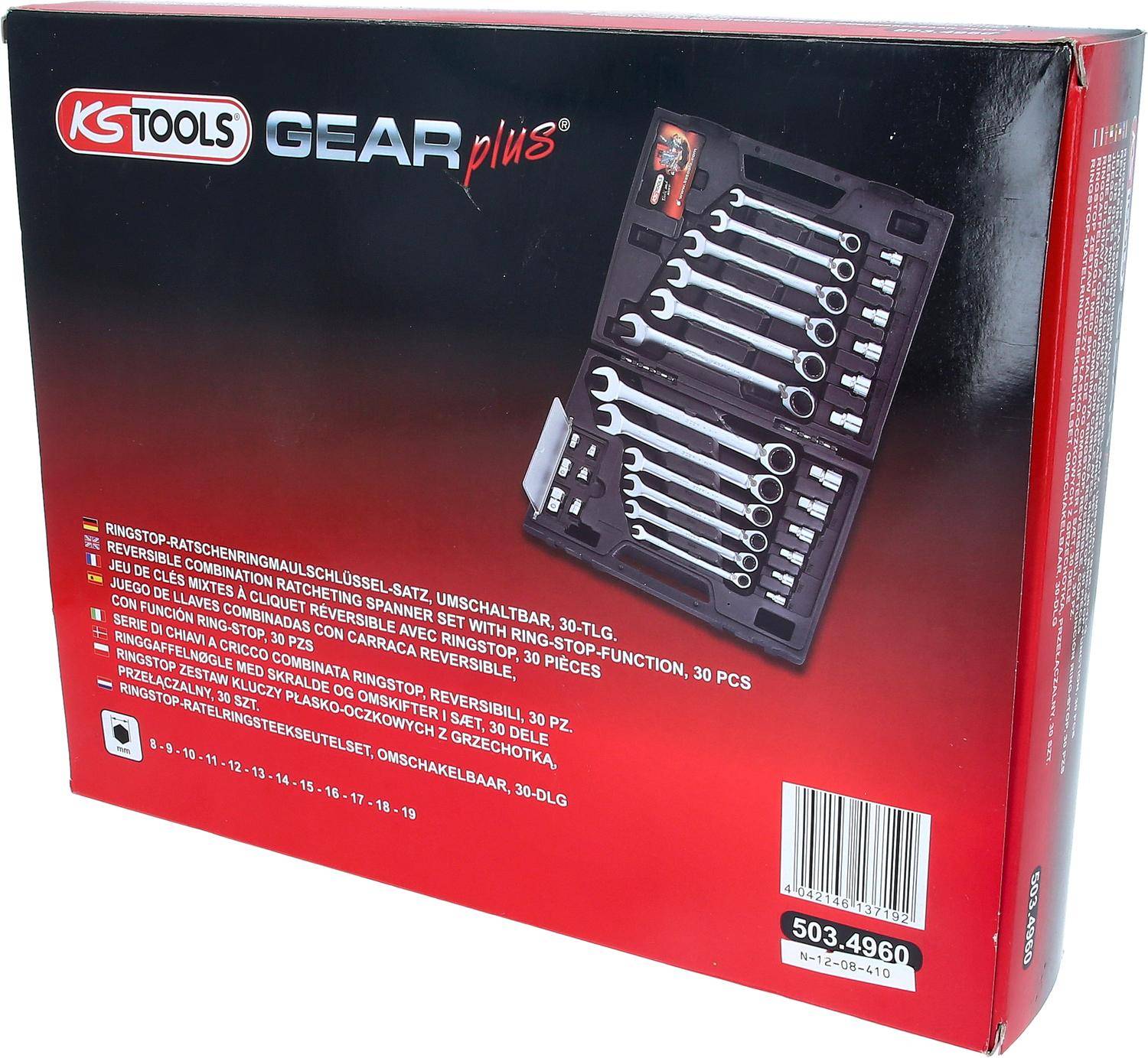 KS TOOLS GEARplus RINGSTOP-Ratschenringmaulschlüssel-Satz, 30-tlg mit