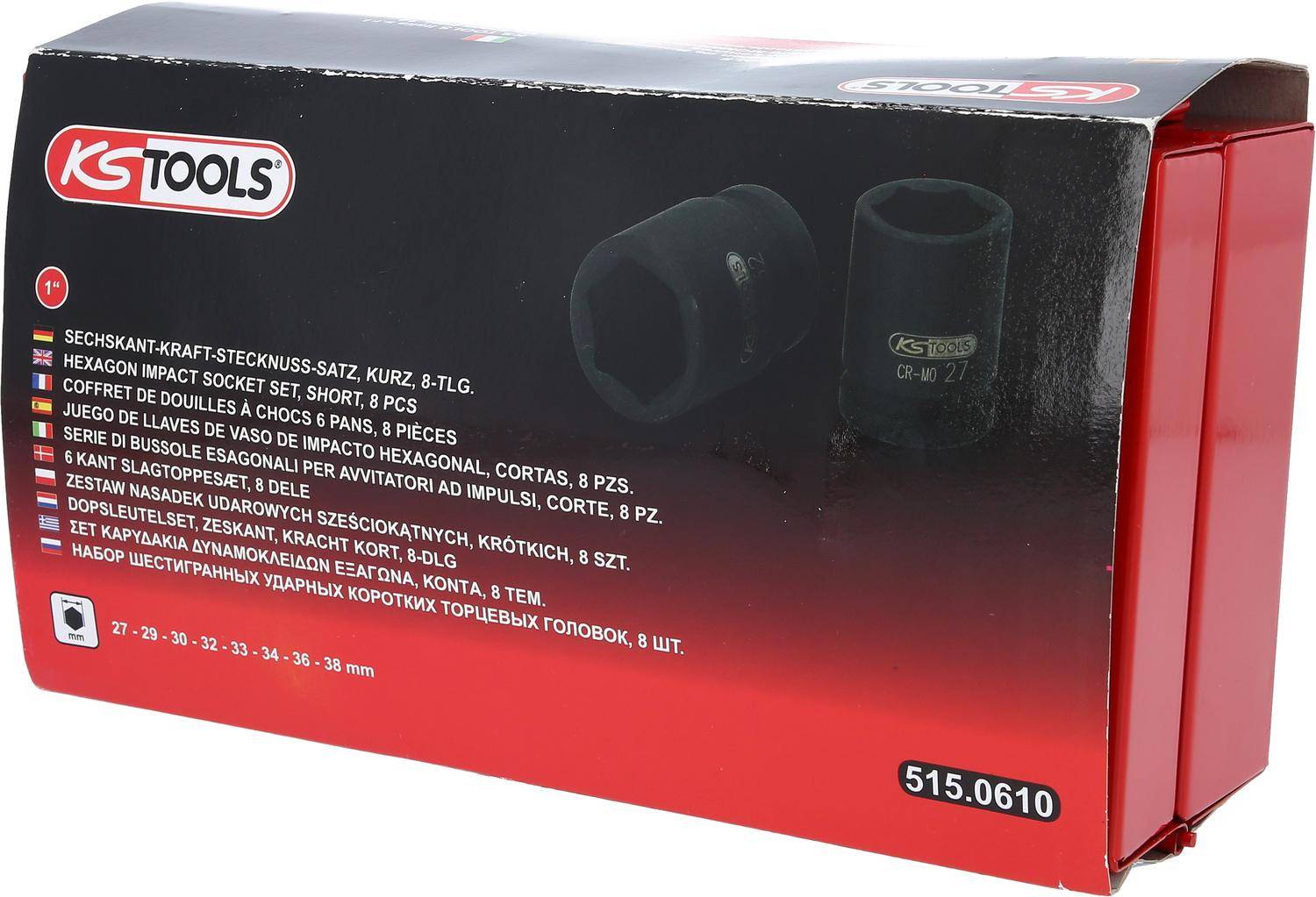 KS TOOLS 1" Sechskant-Kraft-Stecknuss-Satz, kurz, 8-tlg