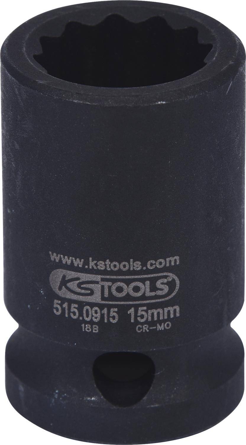 KS TOOLS 1/2" 12-kant-Kraft-Stecknuss, kurz, 15mm