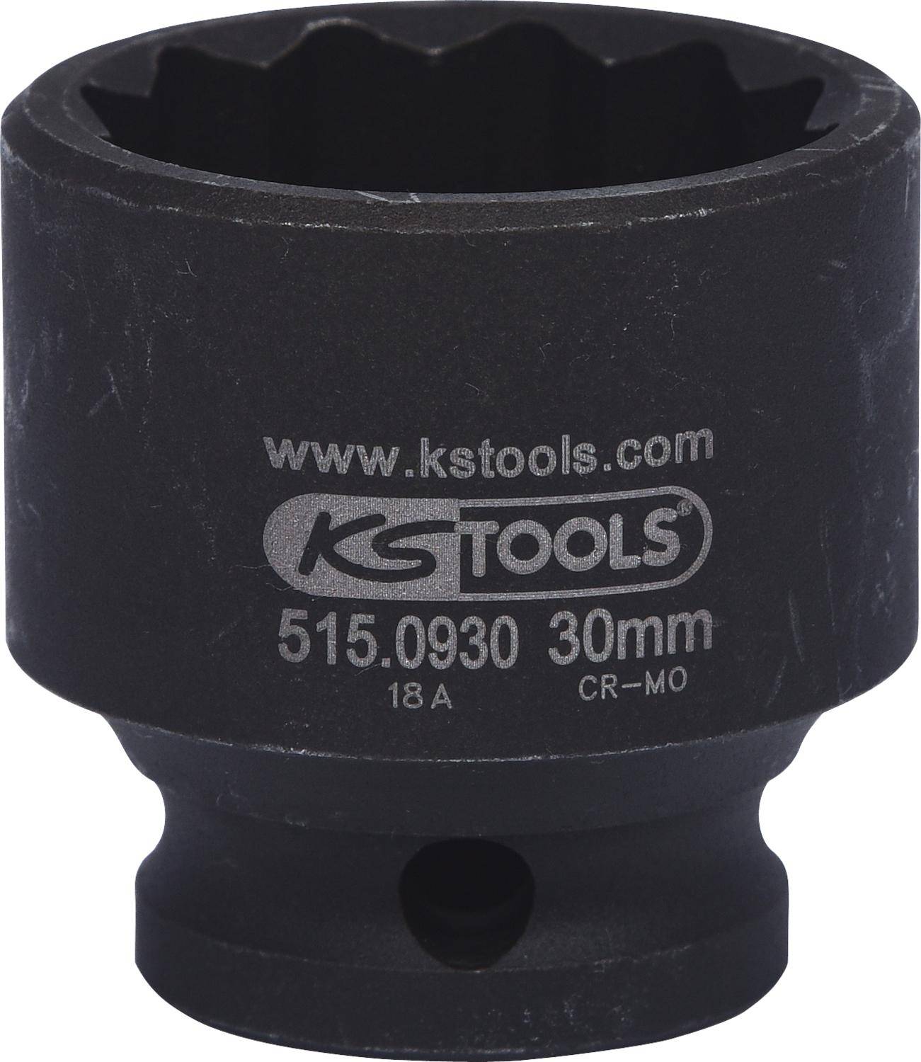 KS TOOLS 1/2" 12-kant-Kraft-Stecknuss, kurz, 30 mm
