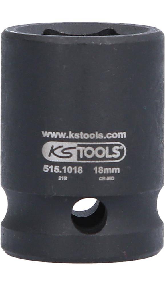 KS TOOLS 1/2" Sechskant-Kraft-Stecknuss, kurz, 18mm