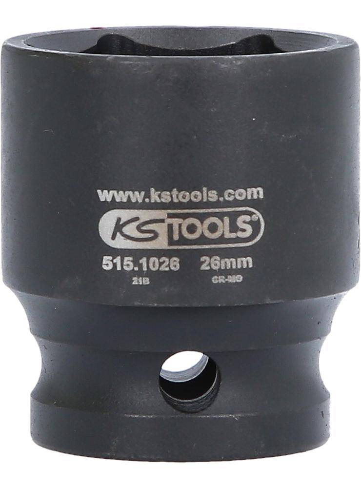 KS TOOLS 1/2" Sechskant-Kraft-Stecknuss, kurz, 26mm
