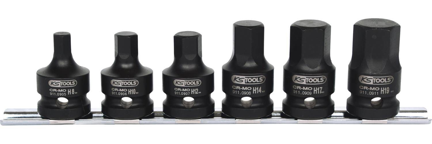 KS TOOLS 1/2" Kraft-Bit-Stecknuss-Satz, kurz, 6-tlg