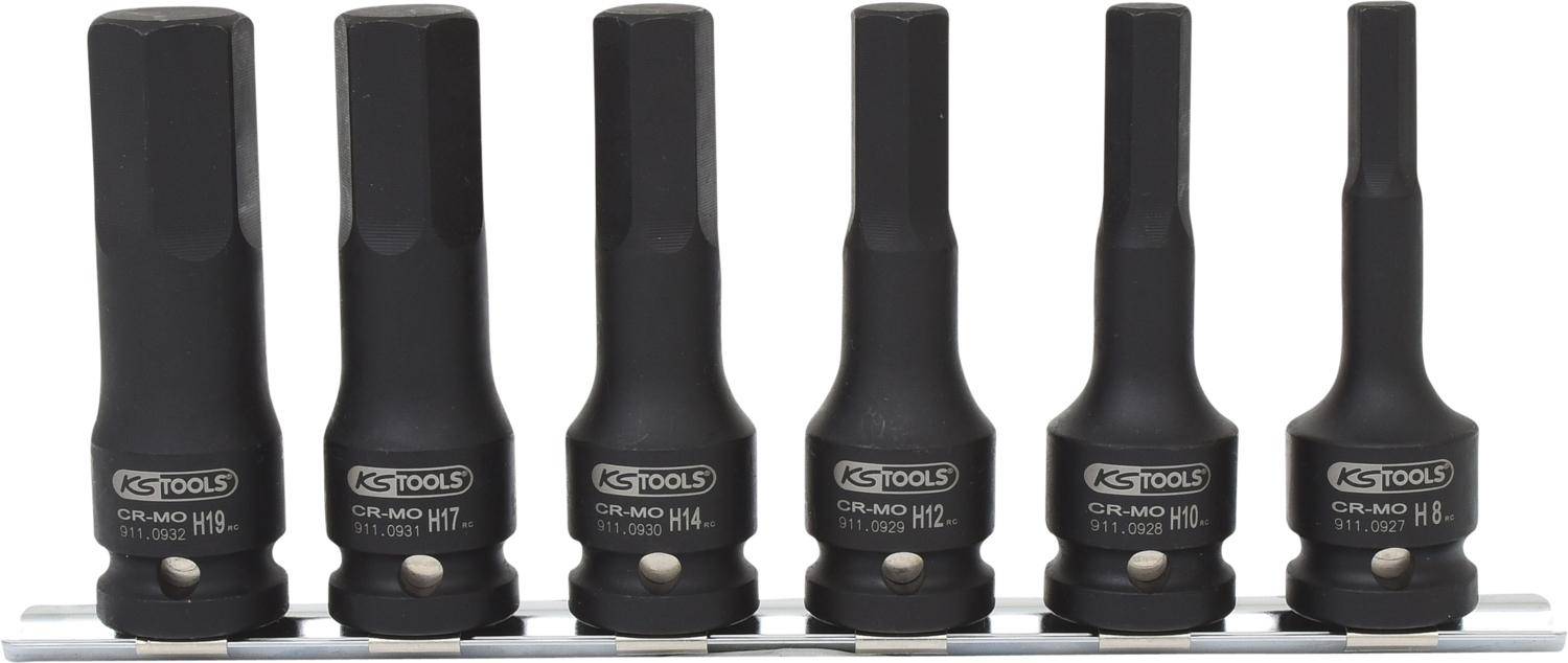 KS TOOLS 1/2" Kraft-Bit-Stecknuss-Satz, lang, 6-tlg