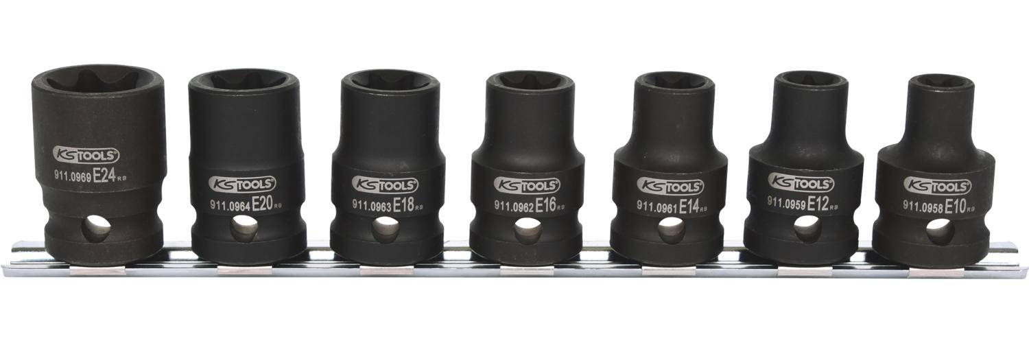 KS TOOLS 1/2" Torx-E-Kraft-Stecknuss-Satz, 7-tlg, E10-E24