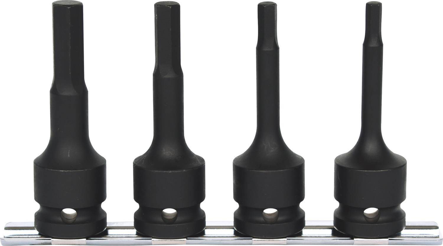 KS TOOLS Werkzeuge-Maschinen GmbH 1/2'' Kraft-Bit-Stecknuss-Satz, lang, 4-tlg (515.1105)