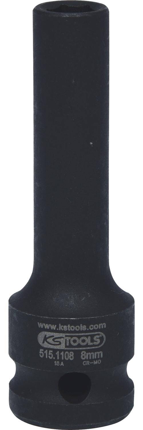 KS TOOLS 1/2" Sechskant-Kraft-Stecknuss, lang, 8mm