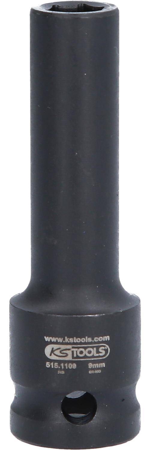 KS TOOLS 1/2" Sechskant-Kraft-Stecknuss, lang, 9mm