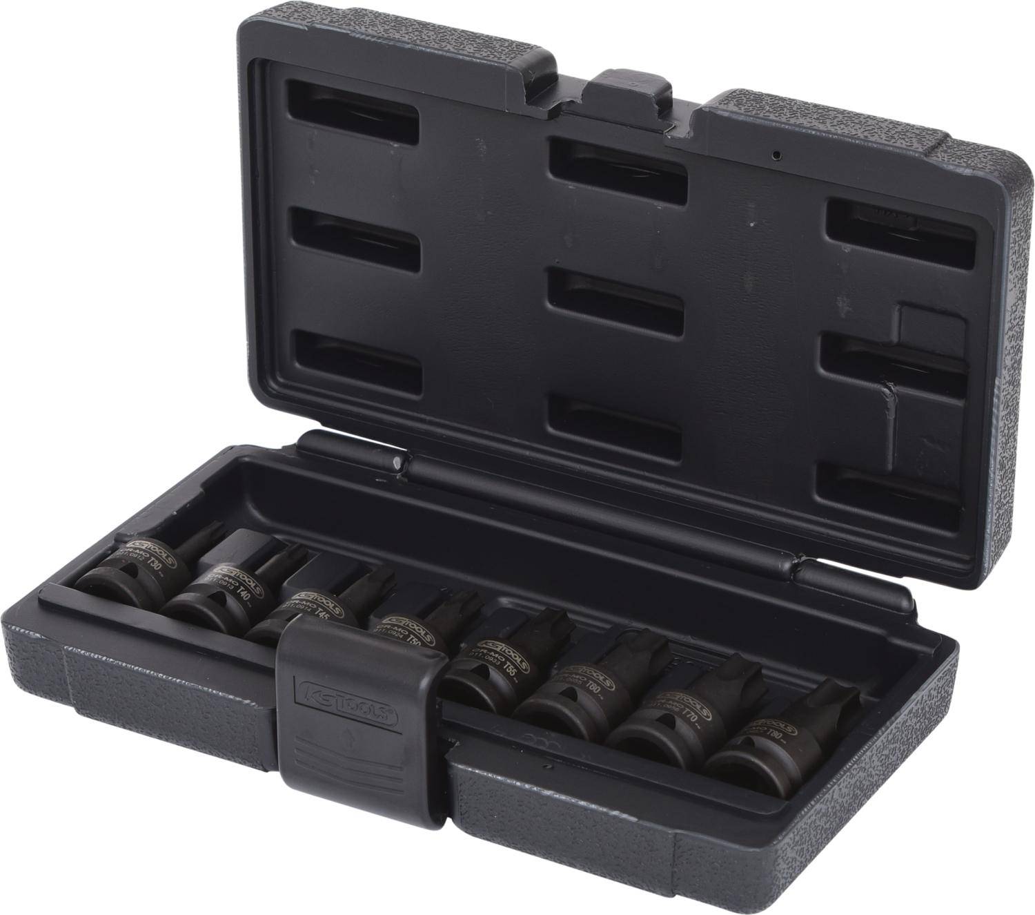 KS TOOLS 1/2" Kraft-Bit-Stecknuss-Satz Torx, 8-tlg, T30-T80, kurz