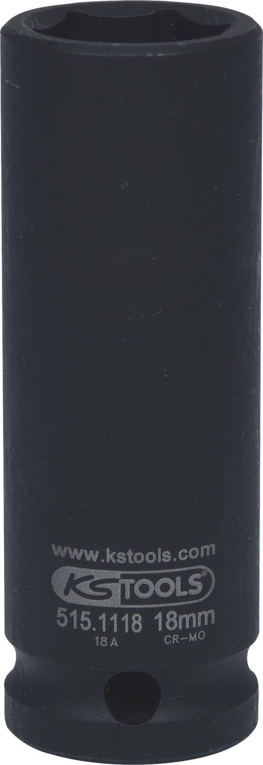 KS TOOLS 1/2" Sechskant-Kraft-Stecknuss, lang, 18mm