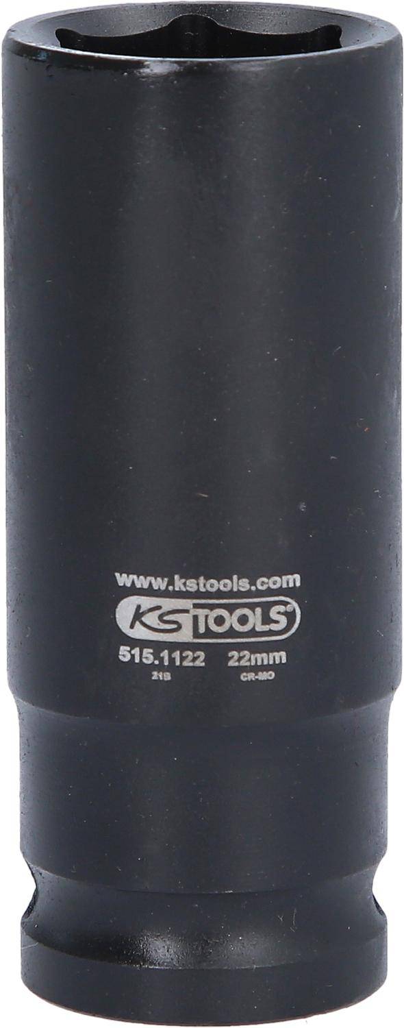 KS TOOLS 1/2" Sechskant-Kraft-Stecknuss, lang, 22mm