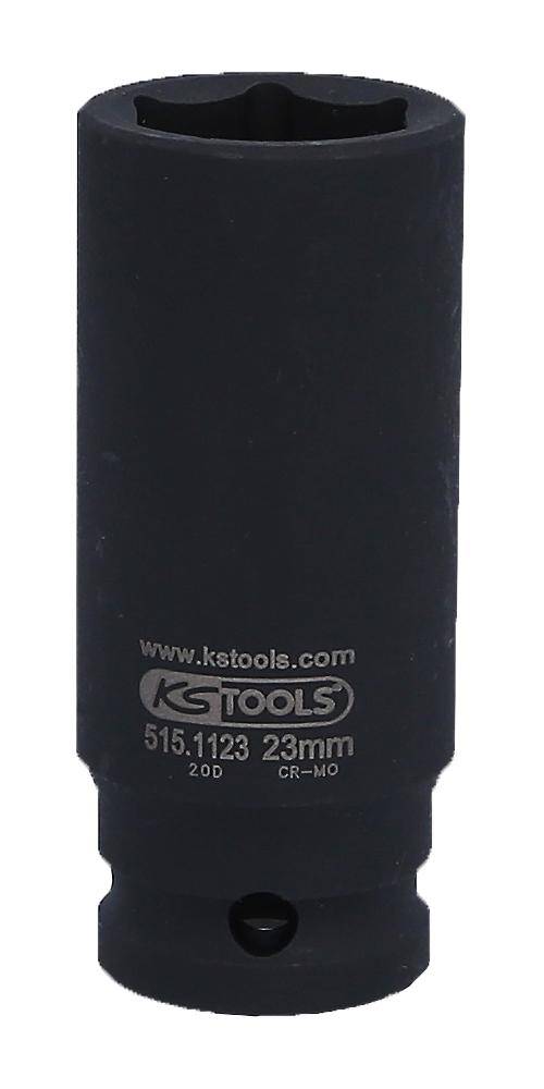 KS TOOLS 1/2" Sechskant-Kraft-Stecknuss, lang, 23mm