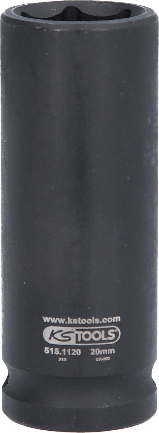 KS TOOLS 1/2" Sechskant-Kraft-Stecknuss, lang, 20mm