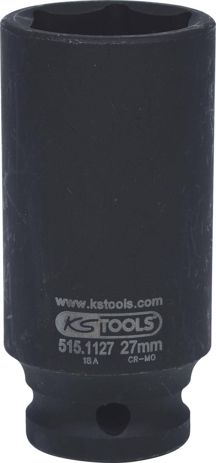 KS TOOLS 1/2" Sechskant-Kraft-Stecknuss, lang, 27mm