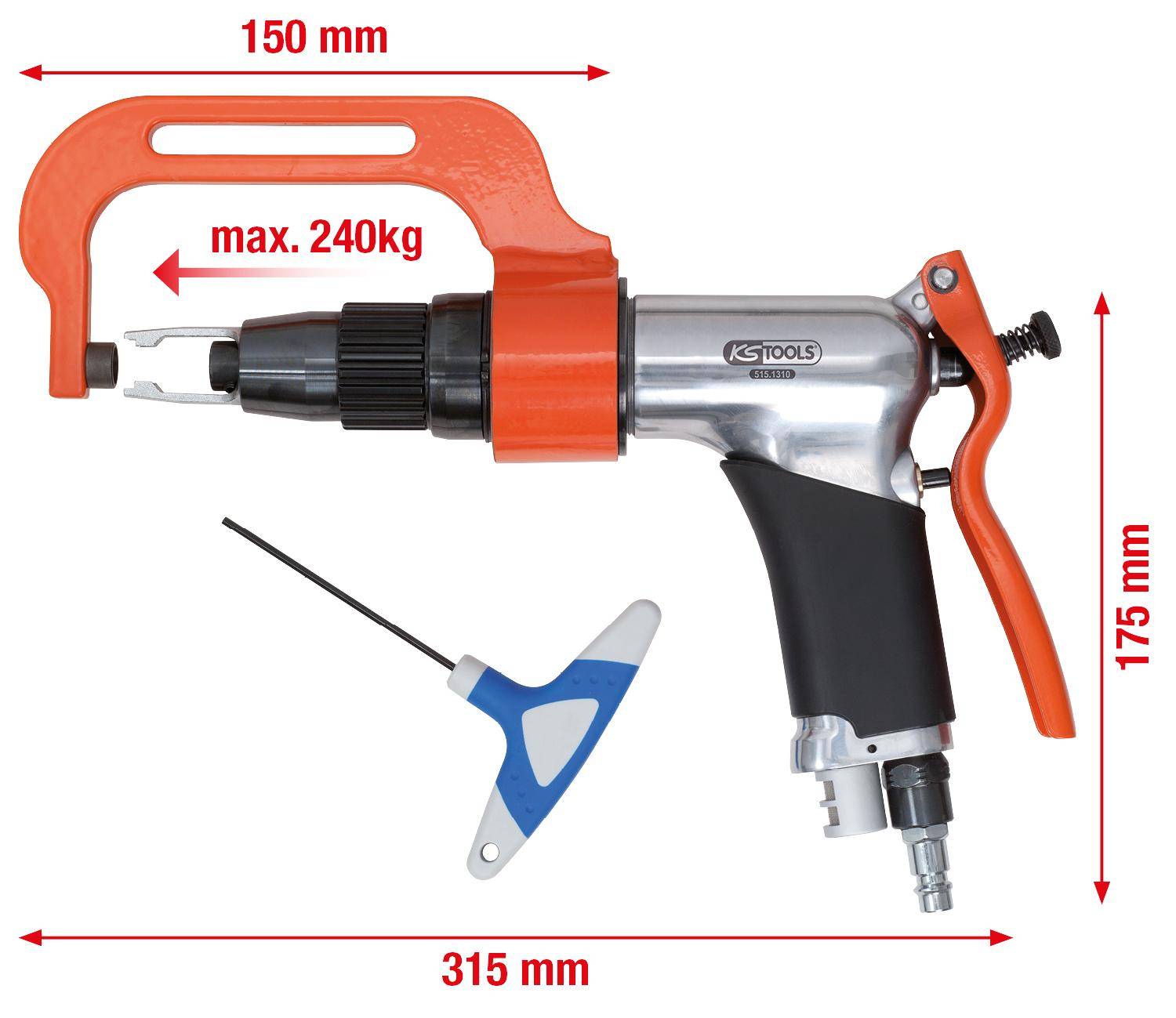 KS TOOLS Druckluft-Schweipunkt-Bohrmaschinen-Satz, 3-tlg