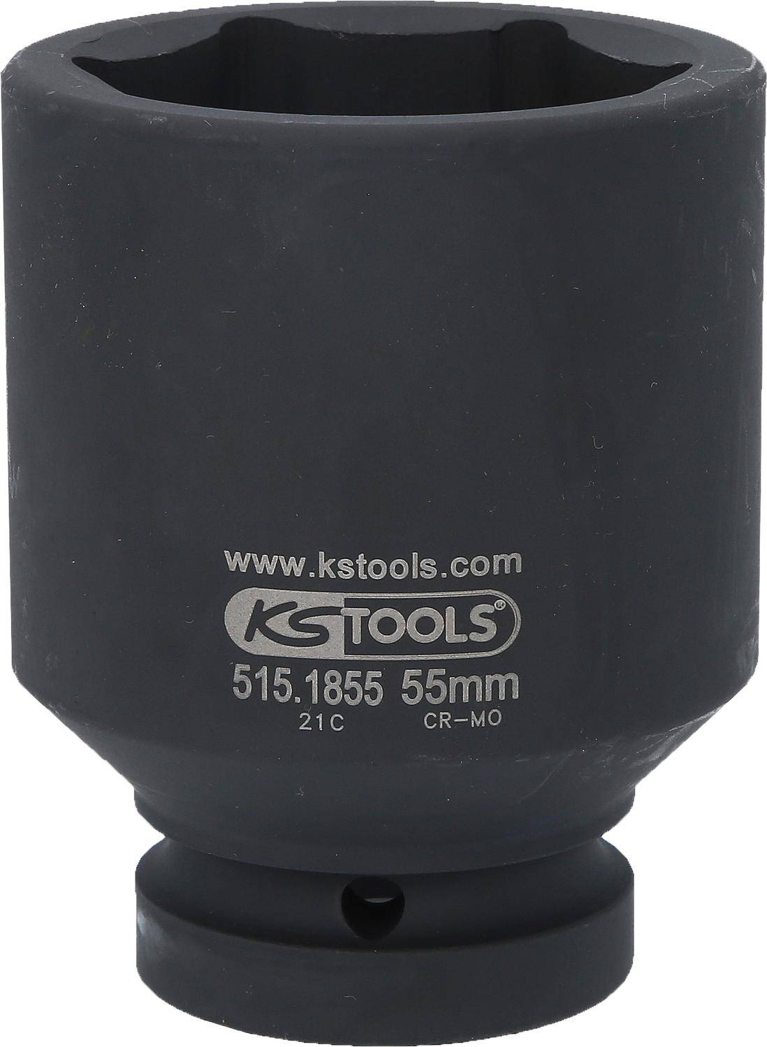 KS TOOLS 1" Sechskant-Kraft-Stecknuss, lang, 55mm
